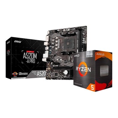 Kit Upgrade AMD Ryzen 5 5600GT + Placa-Mãe MSI A520M-A PRO