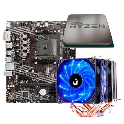 Placa Mãe MSI A520M-A PRO + Processador AMD Ryzen 5 5500F + Air Cooler Rise Mode Gamer G700