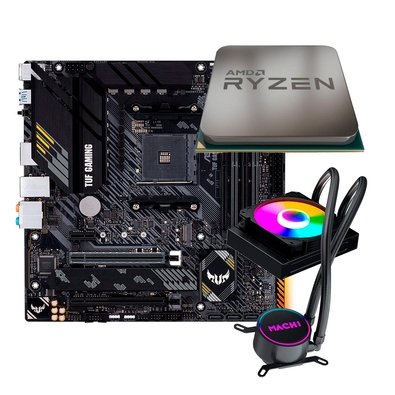 Placa-Mãe ASUS TUF Gaming B550M-Plus + Processador AMD Ryzen 7 5700X + Water Cooler MACH1 Logic