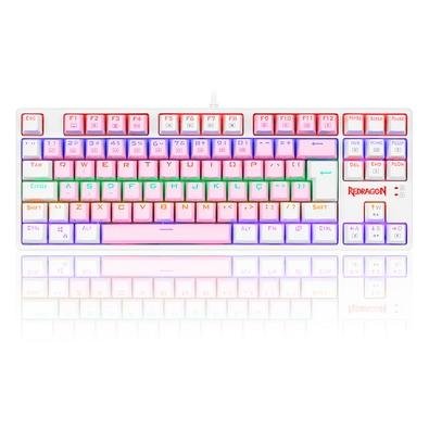 Teclado Mecânico Gamer Redragon Daksa, Rainbow, Switch Brown, ABNT2, Rosa e Branco - K576PW-R (PT-BROWN)