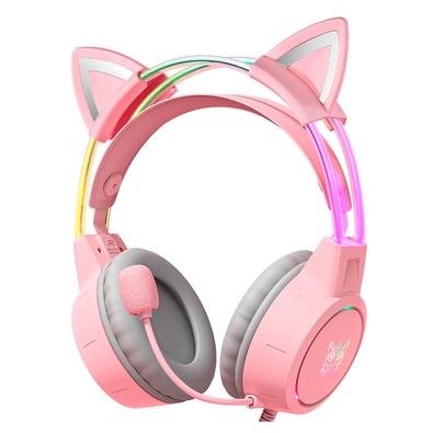 Headset Gamer Onikuma, USB, Drivers 50mm, Com Orelhas, Rosa - X-15-PRO-3.5