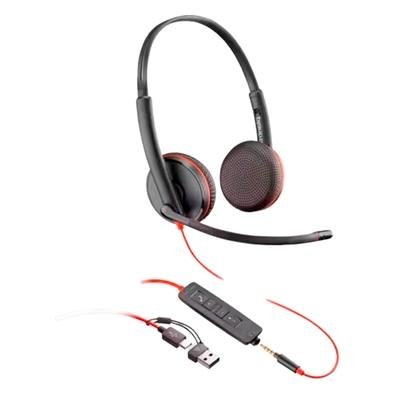 Headset Poly Blackwire 3225, USB, USB-C, Preto - 8X229A6