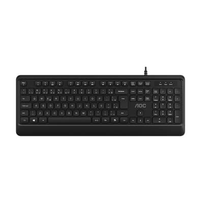 Kit Teclado e Mouse AOC, Conexão USB, DPI 2400, Padrão ABNT2, Preto - KM220 BK
