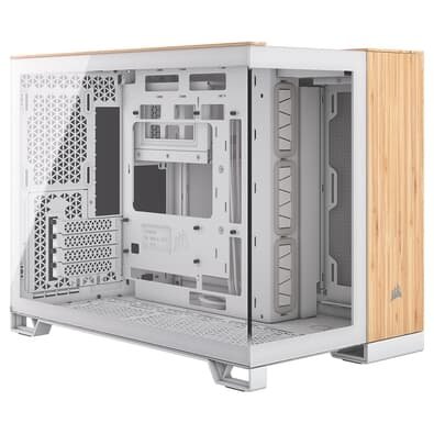 Gabinete Gamer CORSAIR 2500X mATX Mid Tower, Lateral em Vidro, Branco e Amadeirado- CC-9011288-WW