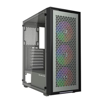 Gabinete Gamer Bluecase BG-050 X-frame SE, Mid Tower, 3x Fan ARGB, Lateral em Vidro, Cinza e Preto - BG-050SEGBBX