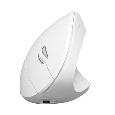 Mouse Sem Fio Vinik PM300, Vertical, Ergonômico Ortopédico, 2.4 GHz, Power Fit, 1600 DPI, Recarregável, Branco - 265455