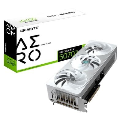 Placa de Vídeo Gigabyte RTX 5070 Ti AERO OC 16G NVIDIA GeForce, 16GB GDDR7, 256bits, RGB, DLSS, Ray Tracing - 9VN507TAO-00-G10