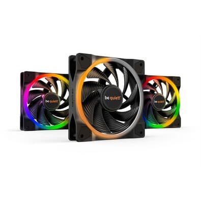 Kit com 3 Ventoinhas Be Quiet Light Wings 140mm, ARGB, PWM 4 Pinos, High-speed, Preto - BL079