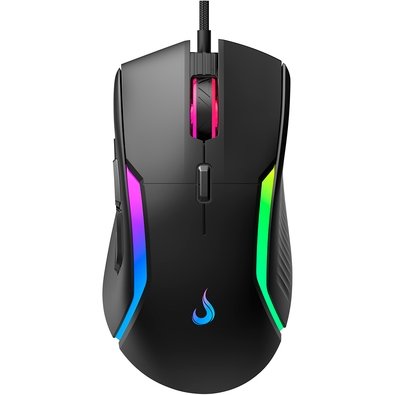 Mouse Gamer Rise Mode Laser Black RGB, 16000 DPI, 9 Botões, Preto - RM-MG-L-B