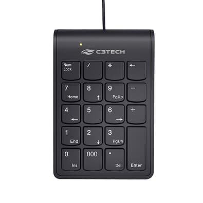 Teclado Númerico C3Tech USB, Plug and Play, Preto - KN-12BK