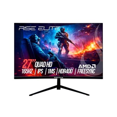 Monitor Gamer Rise Mode Elite 27", QHD, 165Hz, 1ms, IPS, FreeSync, HDR 400, HDMI e DisplayPort, sRGB 99%, Preto - RM-MOG-27F1652K-B