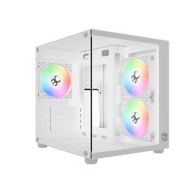 Gabinete Gamer Bluecase Pure Pro BG-064, Micro-ATX, Mini-ITX, 3x Fans Rainbow, Lateral em Vidro, Branco - BG-064PWBX