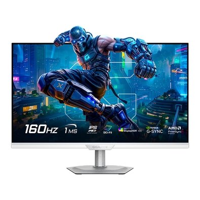 Monitor Gamer Gigabyte 27", Dual Mode, 4K, 160Hz, 1ms, IPS, G-Sync, FreeSync Premium, HDR 400, USB-C, Som Integrado, Branco - M27UP ICE