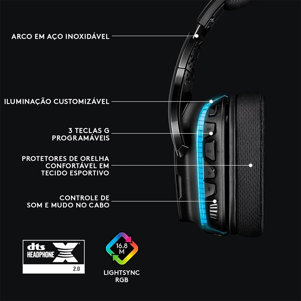 Headset Gamer Logitech G635 7.1 Dolby Surround RGB LIGHTSYNC, Drivers Avançados, PC, PlayStation, Xbox, Nintendo Switch - 981-000748 Headset Gamer Logitech G635 7.1 Dolby Surround RGB LIGHTSYNC, Drivers Avançados, PC, PlayStation, Xbox, Nintendo Switch - 981-000748