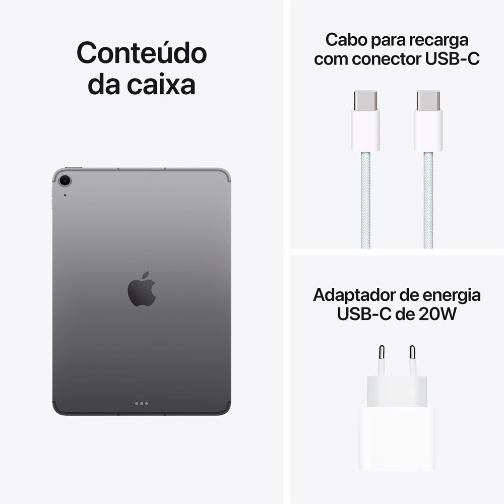 iPad Air Apple M4 128GB Cinza-espacial | KaBuM!