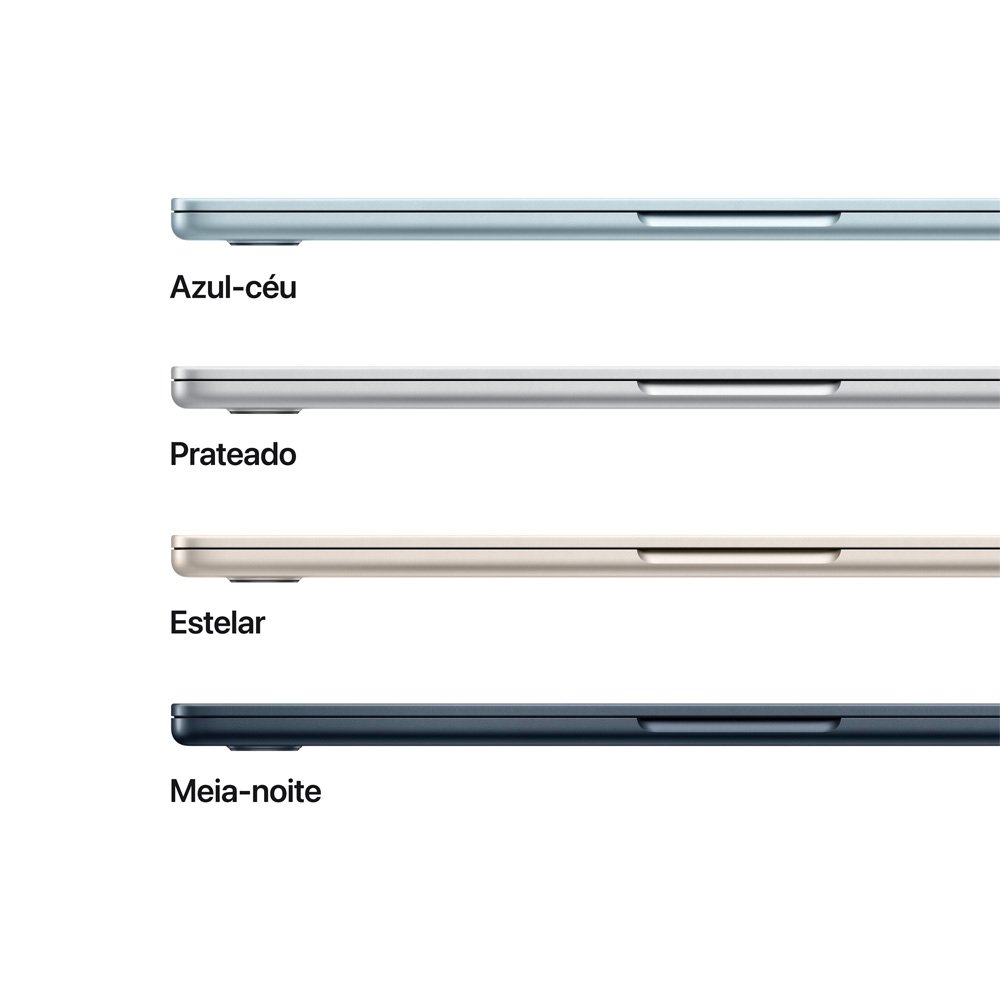 MacBook Air Apple 13" Chip M5, CPU de 10 Núcleos, GPU de 10 Núcleos, Neural Engine de 16 Núcleos, 1TB, Prateado - MDH84BZ/A