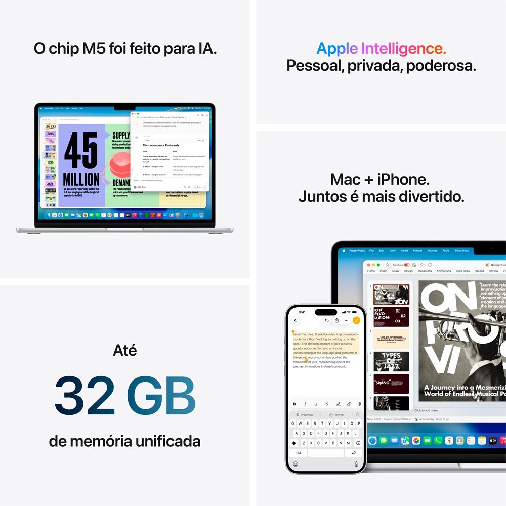 MacBook Air Apple M5 16GB RAM 1TB SSD | KaBuM!