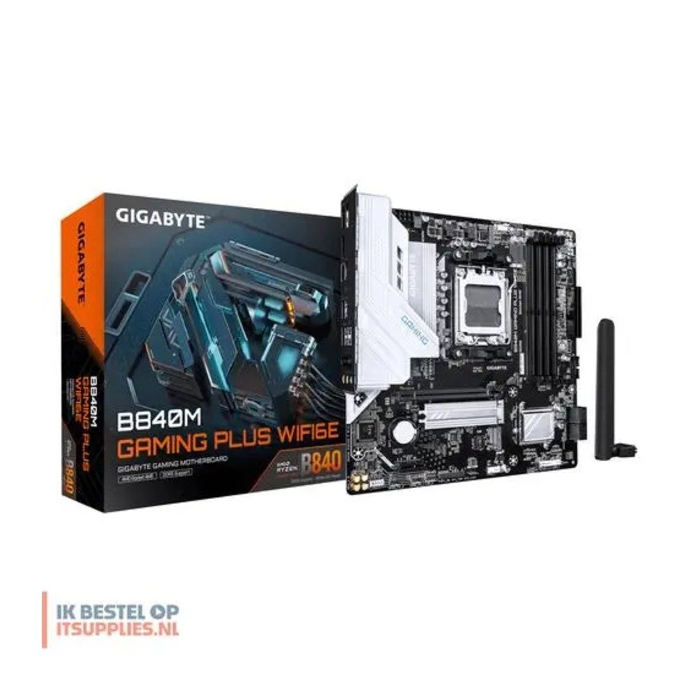 Placa Mãe Gigabyte B840M GAMING PLUS WIFI6E, AMD AM5, Micro ATX, DDR5, Wi-Fi 6E, Bluetooth, Preto - B840M GAMING PLUS WF6E