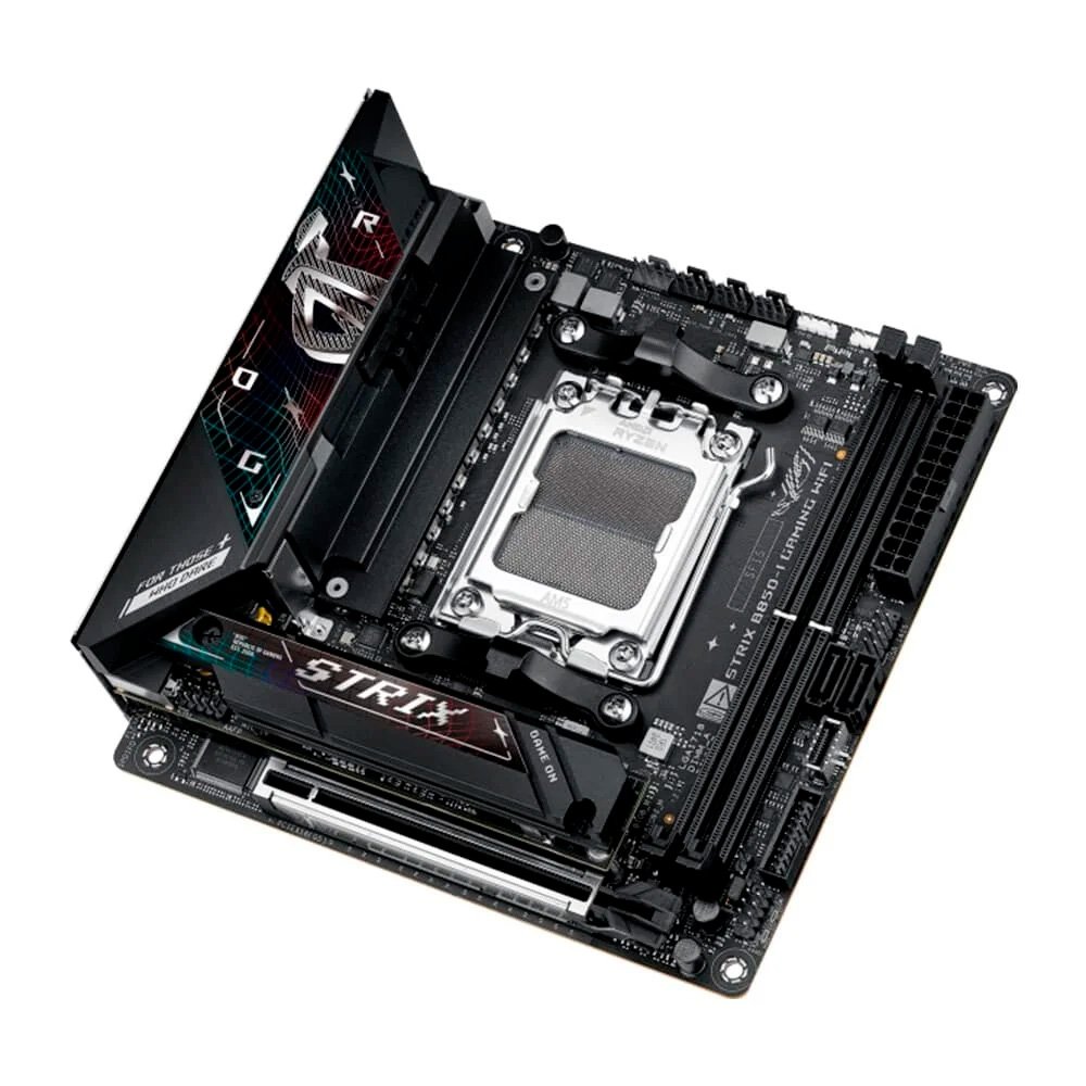Kit Placa Mãe ASUS ROG STRIX B850-I GAMING WIFI AM5 + Processador AMD Ryzen 7 7800X3D