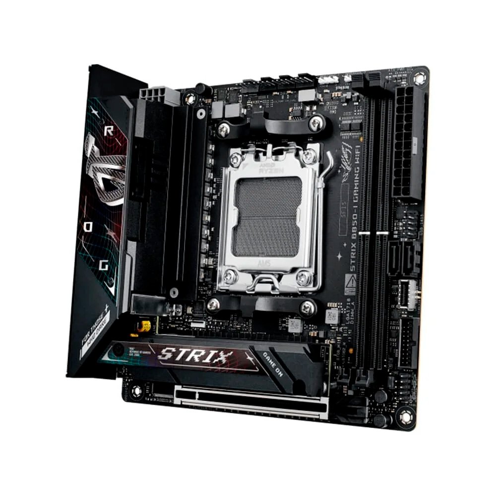 Kit Placa Mãe ASUS ROG STRIX B850-I GAMING WIFI AM5 + Processador AMD Ryzen 7 7800X3D