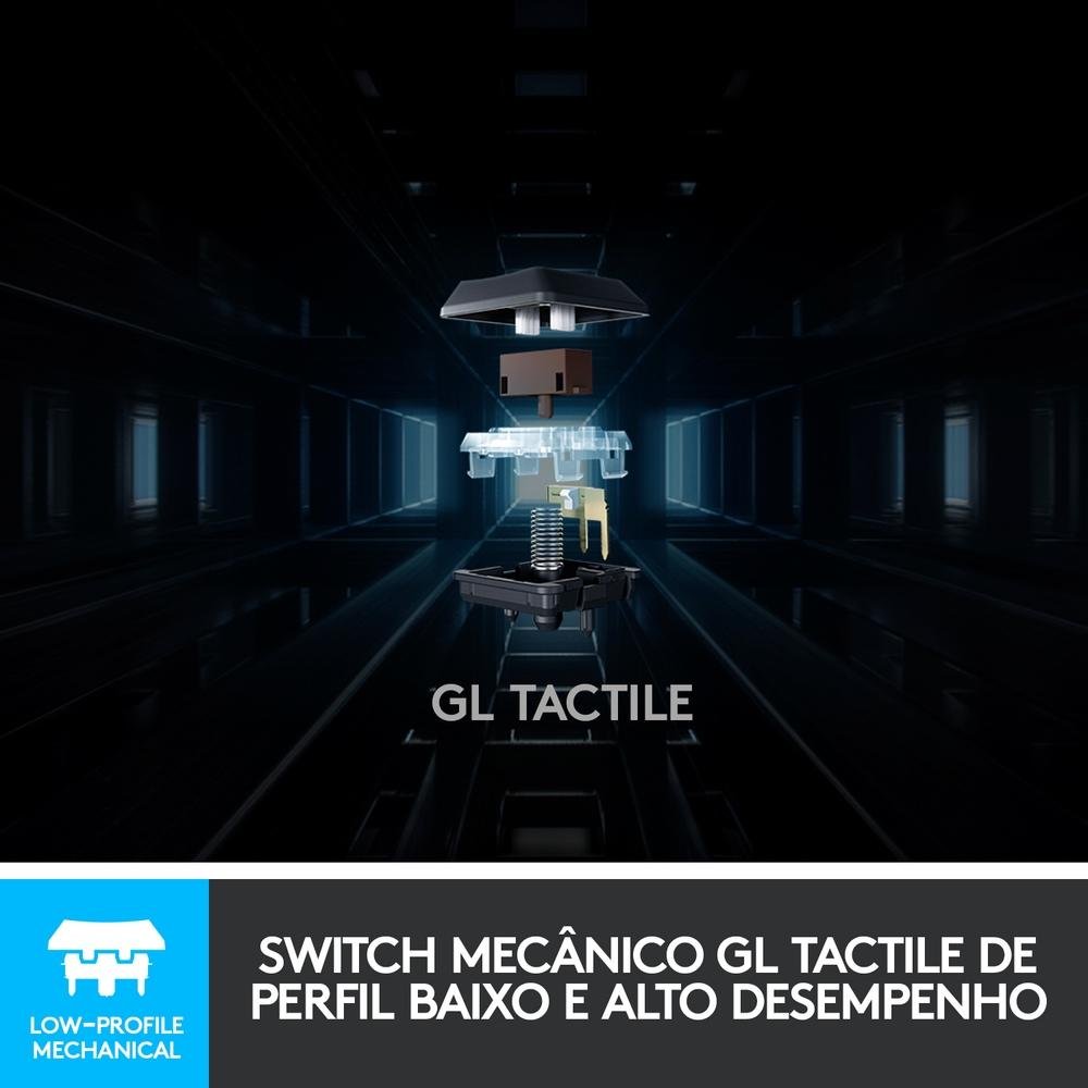 Teclado Mecânico Gamer Sem Fio Logitech G915 LIGHTSPEED RGB LIGHTSYNC, USB ou Bluetooth, Ultrafino, Switch GL Tactile, Preto - 920-008902