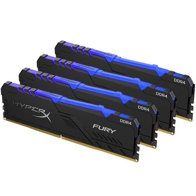 Memória HyperX Fury RGB, 32GB (4x8GB), 2666MHz, DDR4, CL16, Preto
