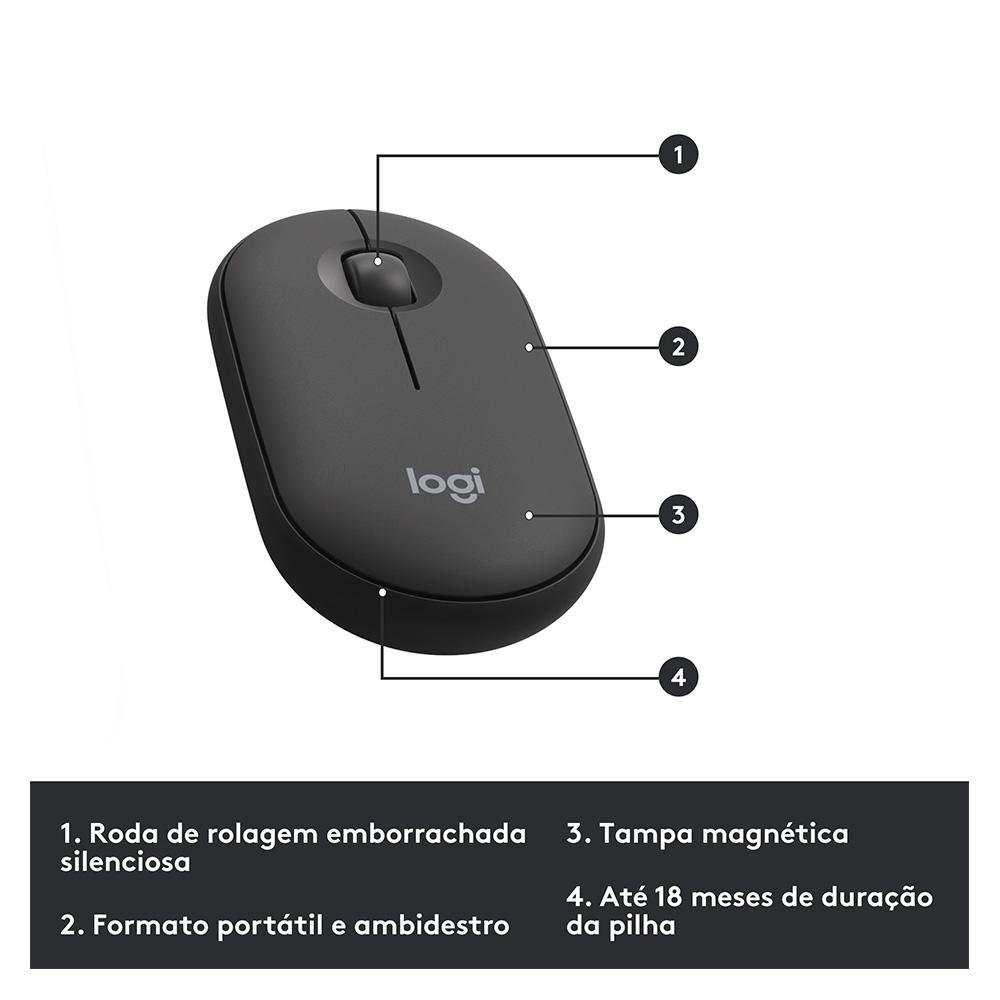 Combo Teclado e Mouse sem fio Logitech MK470 com Design Slim, Digitação e Clique Silencioso, Mouse Ambidestro e Pilhas Inclusas - 920-009268