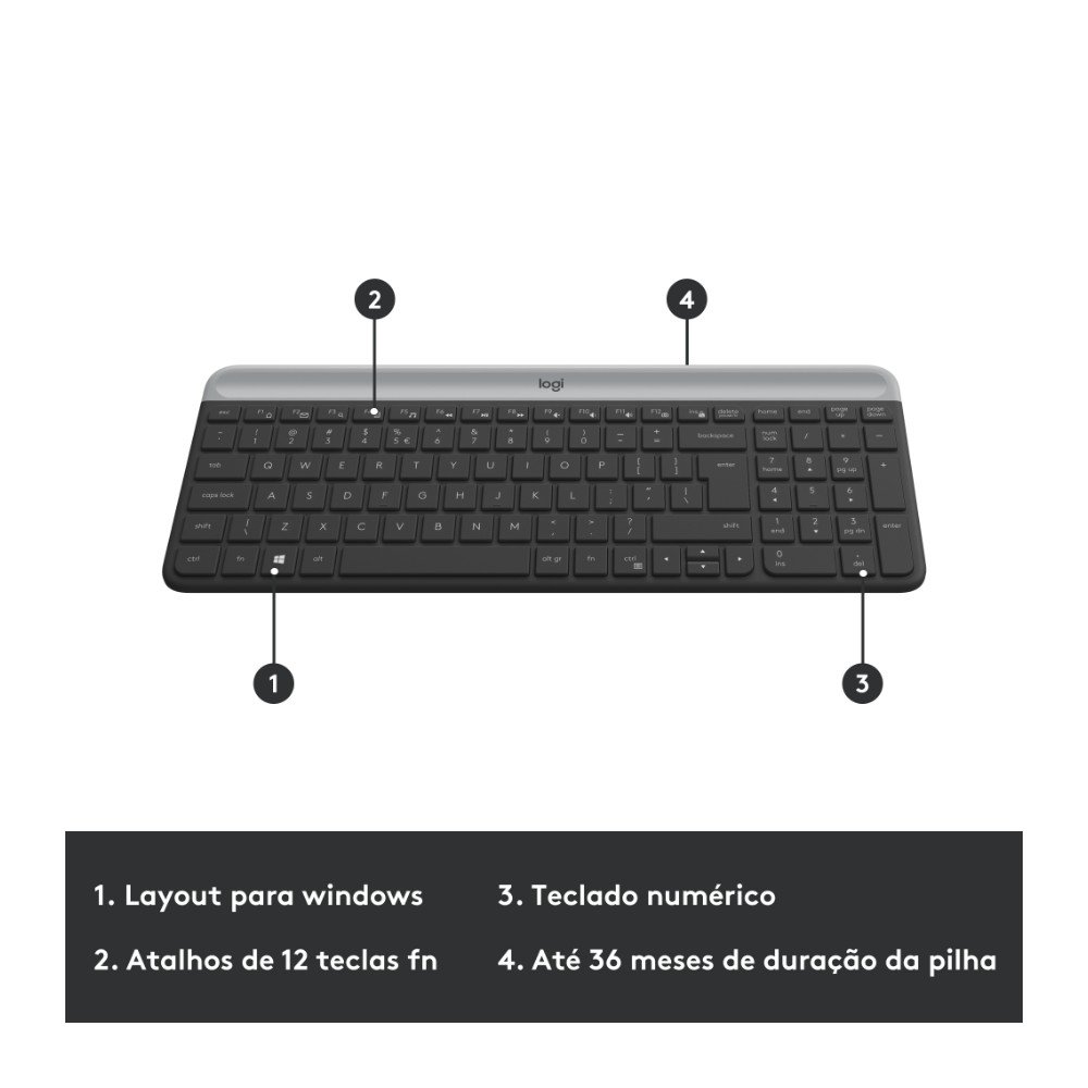 Combo Teclado e Mouse sem fio Logitech MK470 com Design Slim, Digitação e Clique Silencioso, Mouse Ambidestro e Pilhas Inclusas - 920-009268 Combo Teclado e Mouse sem fio Logitech MK470 com Design Slim, Digitação e Clique Silencioso, Mouse Ambidestro e Pilhas Inclusas - 920-009268