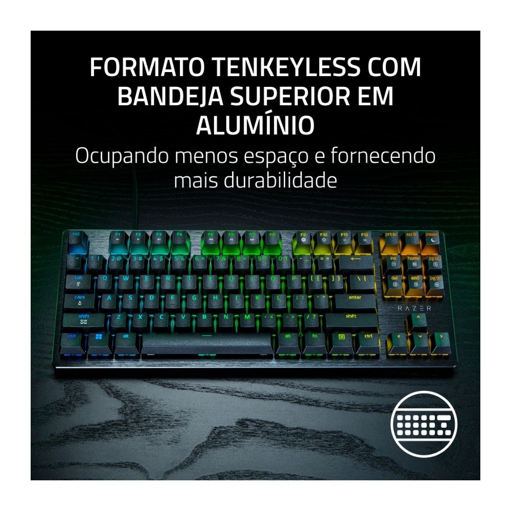 Teclado Mecânico Gamer Razer Huntsman V3 HE Tenkeyless, Switch Magnético, 8KHz, Rapid Trigger, USB-C, RGB, Preto - RZ03-05920200-R3U1 Teclado Mecânico Gamer Razer Huntsman V3 HE Tenkeyless, Switch Magnético, 8KHz, Rapid Trigger, USB-C, RGB, Preto - RZ03-05920200-R3U1