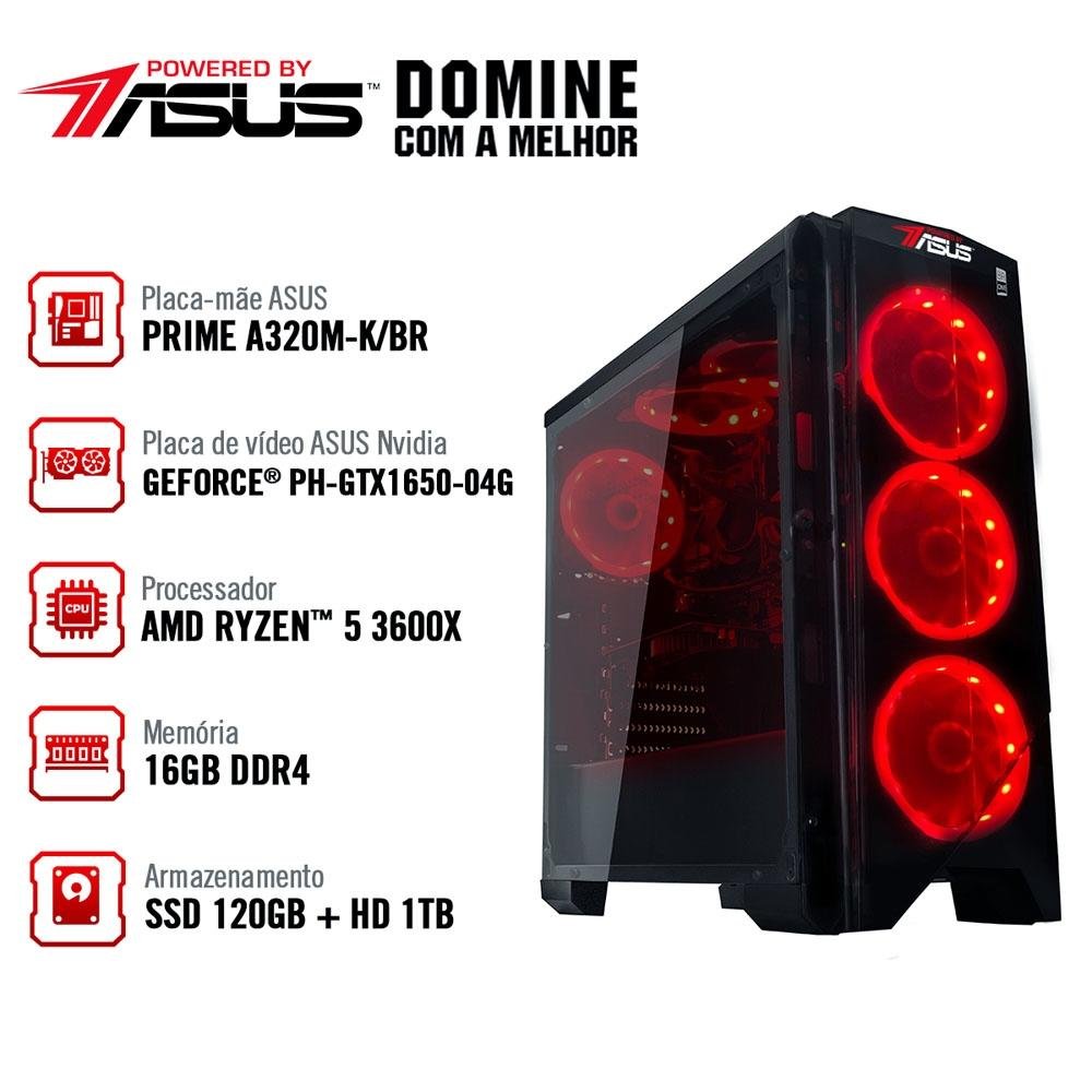 Computador Gamer BRX POWERED BY ASUS AMD Ryzen 5 3600X, 16GB, HD 1TB, SSD 120GB, Asus NVIDIA GeForce GTX 1650 4GB, Windows 10 Pro - BRXPC360016800W1000 Computador Gamer BRX POWERED BY ASUS AMD Ryzen 5 3600X, 16GB, HD 1TB, SSD 120GB, Asus NVIDIA GeForce GTX 1650 4GB, Windows 10 Pro - BRXPC360016800W1000
