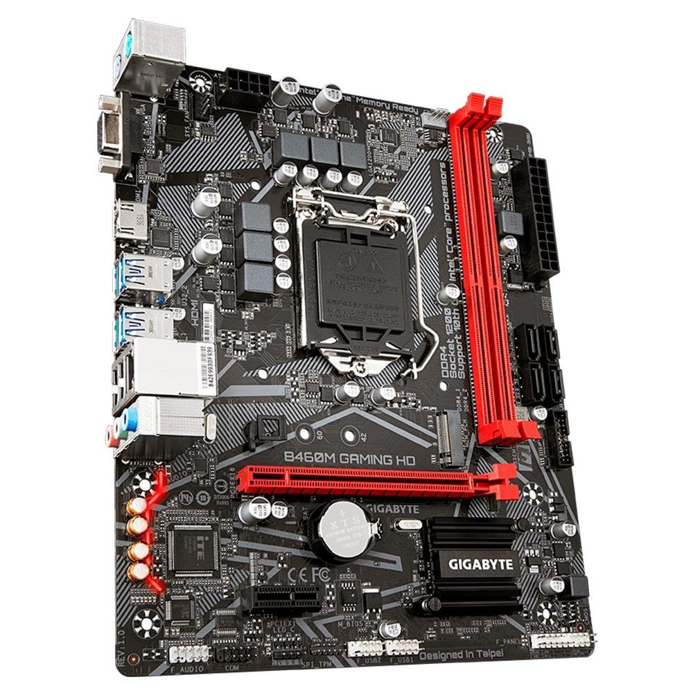 Placa-Mãe Gigabyte B460M Gaming HD, Intel LGA 1200, mATX, DDR4, Preto - B460M GAMING HD Placa-Mãe Gigabyte B460M Gaming HD, Intel LGA 1200, mATX, DDR4, Preto - B460M GAMING HD