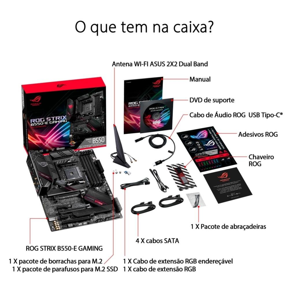 Placa Mãe Asus ROG Strix B550-E Gaming | KaBuM!