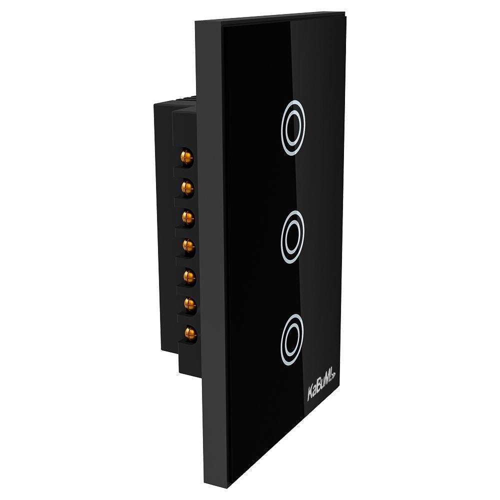 Interruptor KaBuM! Smart, Bivolt, 3 Botões, Preto, 15A, 50/60Hz, Smart Home Interruptor KaBuM! Smart, Bivolt, 3 Botões, Preto, 15A, 50/60Hz, Smart Home