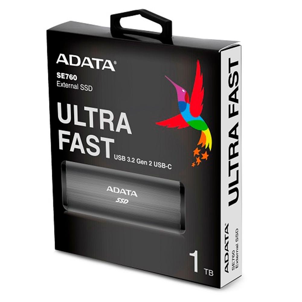 SSD Externo Adata, 1TB, USB 3.2 Gen 2 com Type C, Leitura de Até 1000MB/s, Cinza - ASE760-1TU32G2-CTI SSD Externo Adata, 1TB, USB 3.2 Gen 2 com Type C, Leitura de Até 1000MB/s, Cinza - ASE760-1TU32G2-CTI
