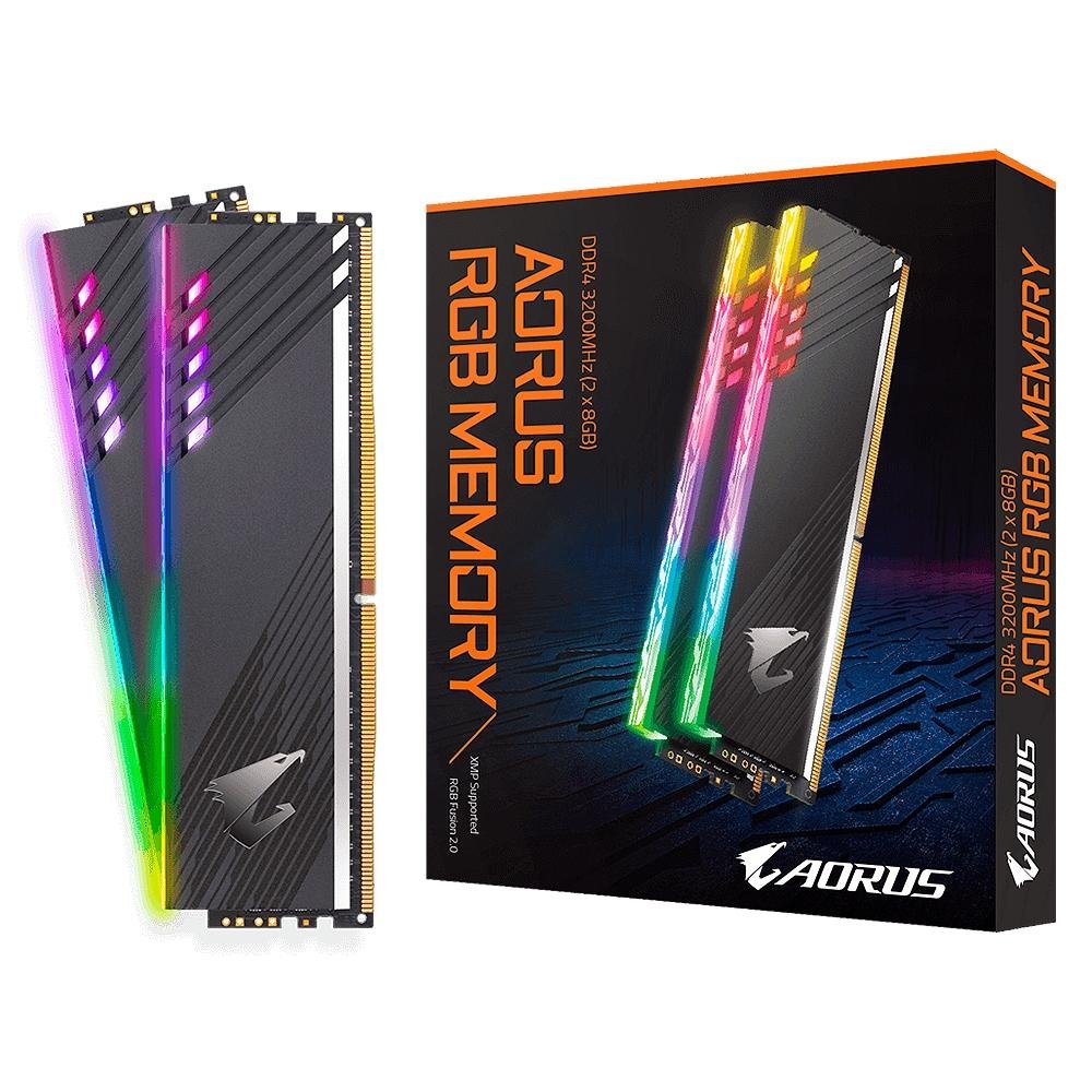 AORUS RGBメモリー DDR4 8GB×2枚 16GB 3333MHz Memória Aorus RGB, 16GB (2x8GB), 3200MHz, DDR4, CL16, Preto - GP