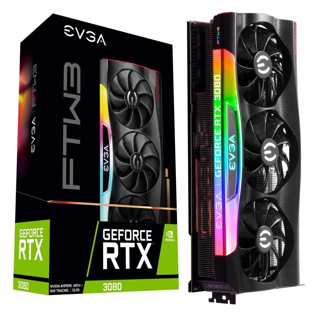 EVGA GeForce RTX 3080 10GB グラフィックボード Placa de Vídeo RTX 3080 EVGA NVIDIA GeForce, 10GB, GDDR6X - 10G-P5