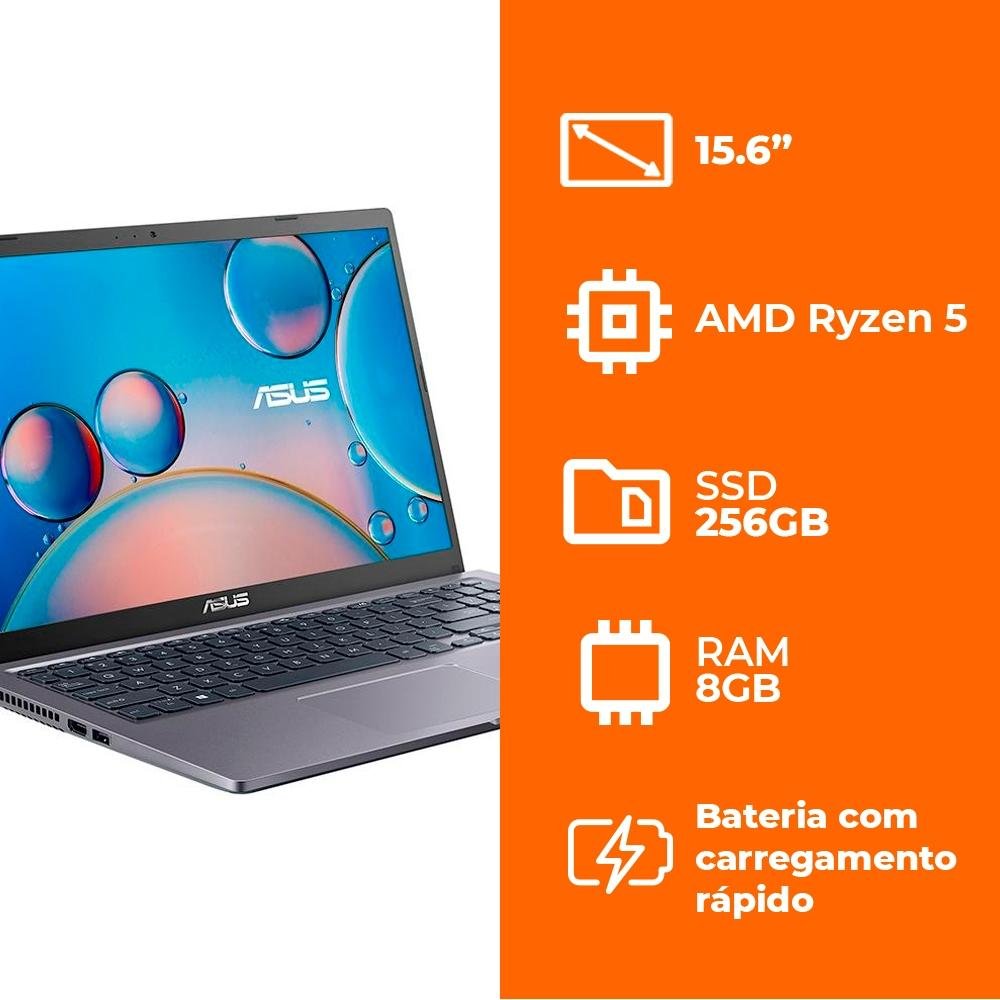 Notebook ASUS AMD Ryzen 8gb, 256gb SSD KaBuM!