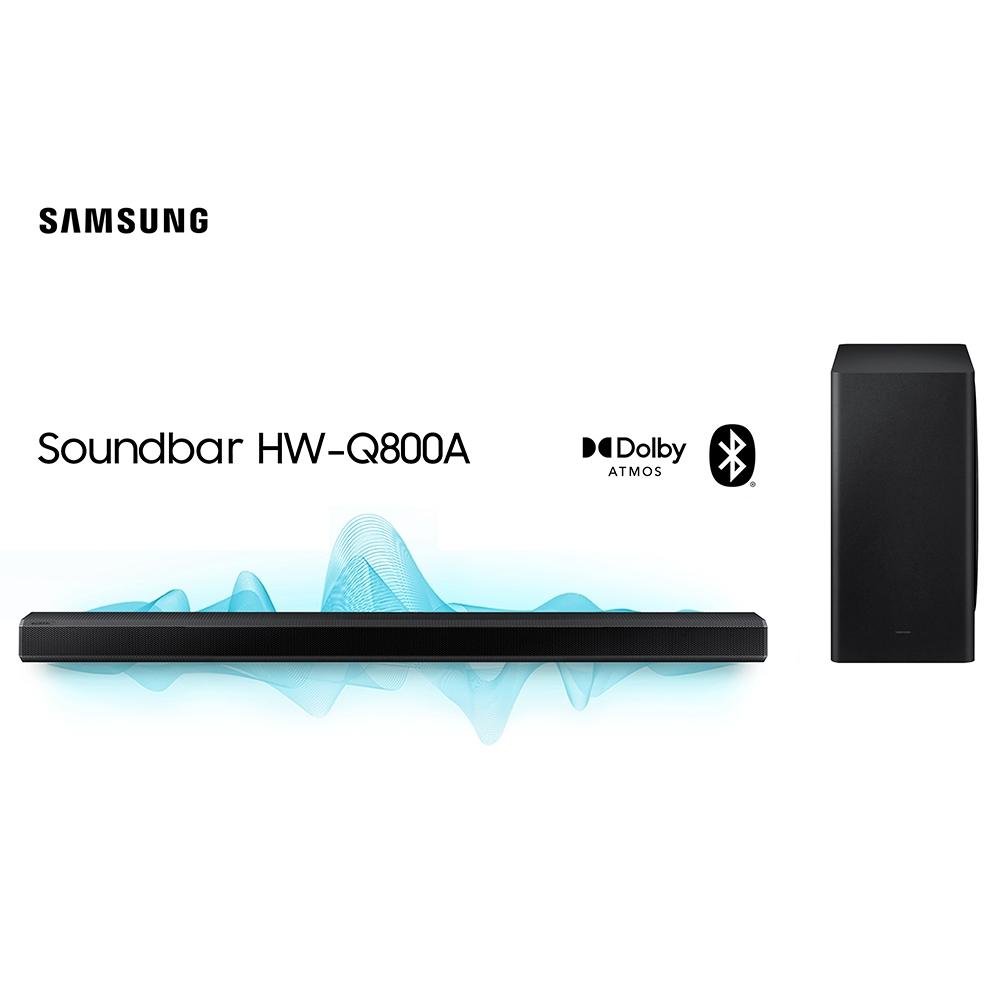 Soundbar Samsung HW-Q800A 330W, com 3.1.2 Canais, Bluetooth, Subwoofer Sem fio, Dolby Atmos e Acoustic Beam - HW-Q800A/ZD