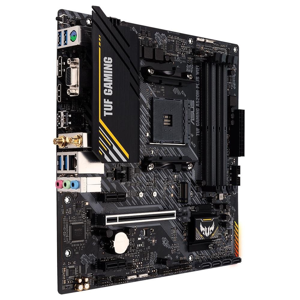 Placa-Mãe ASUS TUF GAMING A520M-PLUS WIFI, AMD AM4, RGB, mATX, DDR4, Preto - 90MB17F0-M0EAY0 Placa-Mãe ASUS TUF GAMING A520M-PLUS WIFI, AMD AM4, RGB, mATX, DDR4, Preto - 90MB17F0-M0EAY0