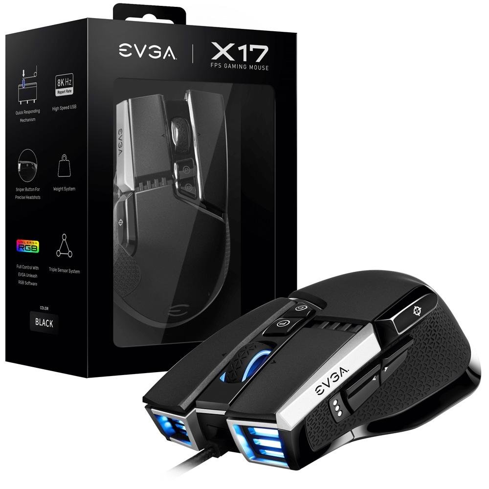 Mouse Gamer EVGA X17, RGB, 16.000 DPI, 10 Botões, Ergonômico, 5
