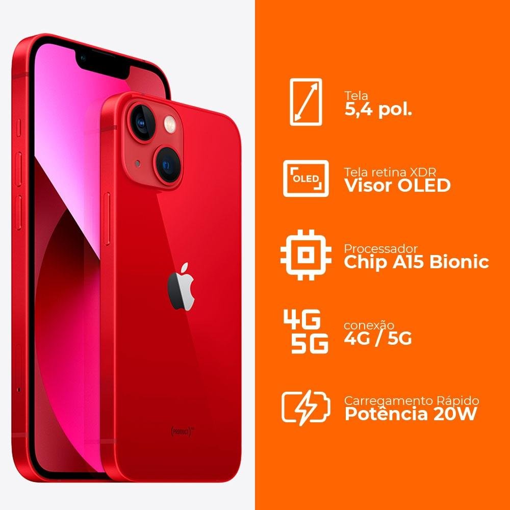 iPhone 13 mini de 128GB, Vermelho e 5G | KaBuM!
