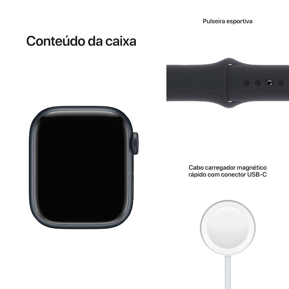 Apple Watch 7 45MM, GPS, Preto Meia Noite | KaBuM!