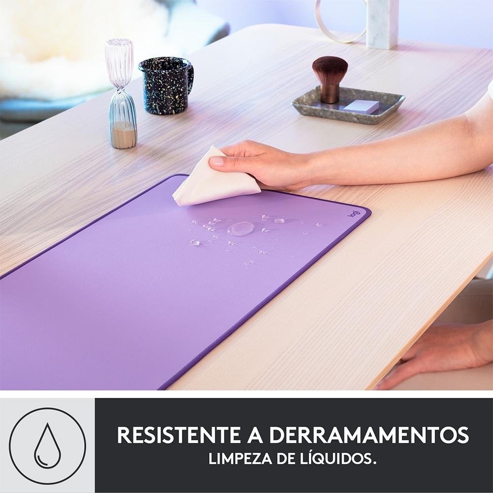 Mousepad Desk Mat Logitech Studio Series, Grande 300x700mm, Antiderrapante, Design Resistente a Respingos, Lilás - 956-000036