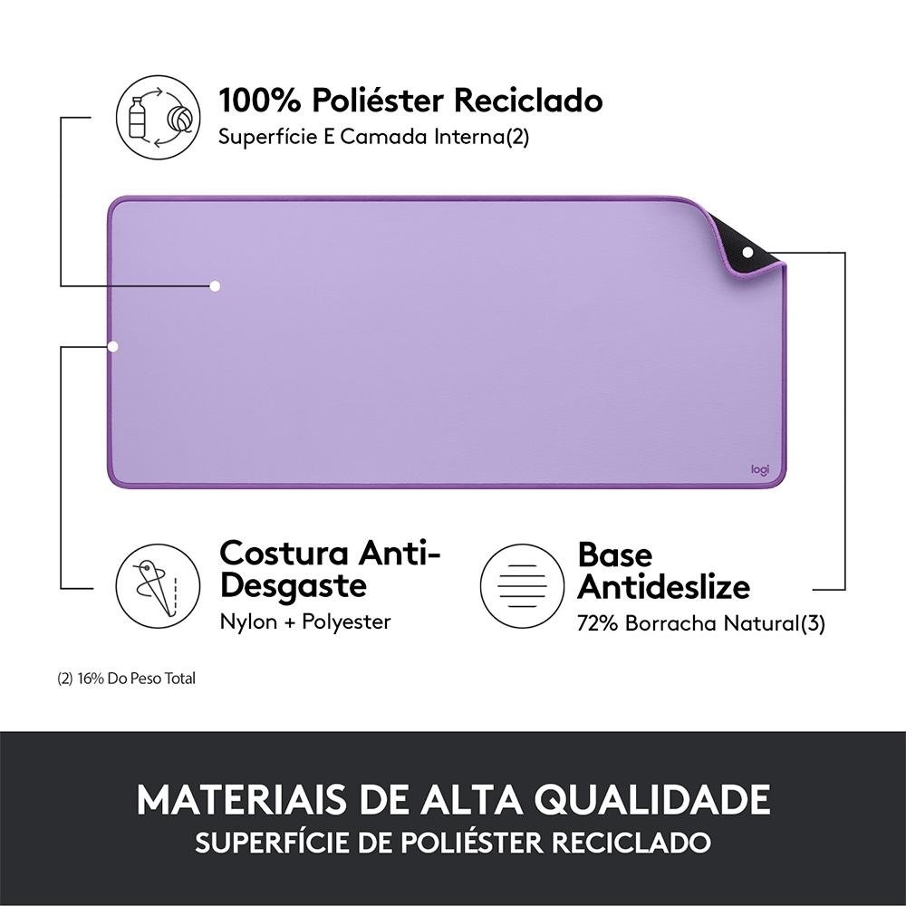 Mousepad Desk Mat Logitech Studio Series, Grande 300x700mm, Antiderrapante, Design Resistente a Respingos, Lilás - 956-000036