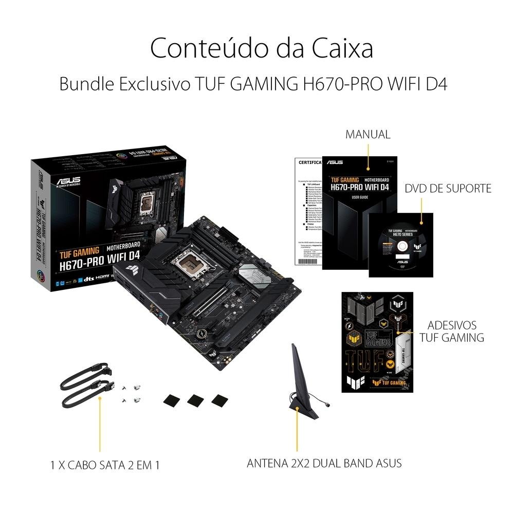 Placa Mãe Asus TUF Gaming H670-PRO Wi-Fi D4, LGA 1700 H670, ATX