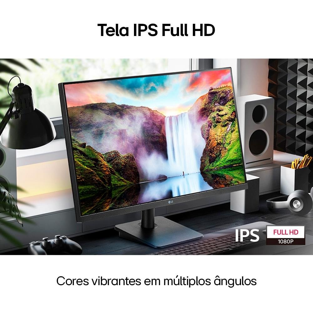Monitor Gamer LG 23.8", 75Hz, Full HD, IPS, HDMI, VESA, FreeSync, Sem Bordas, Preto - 24MP400-B