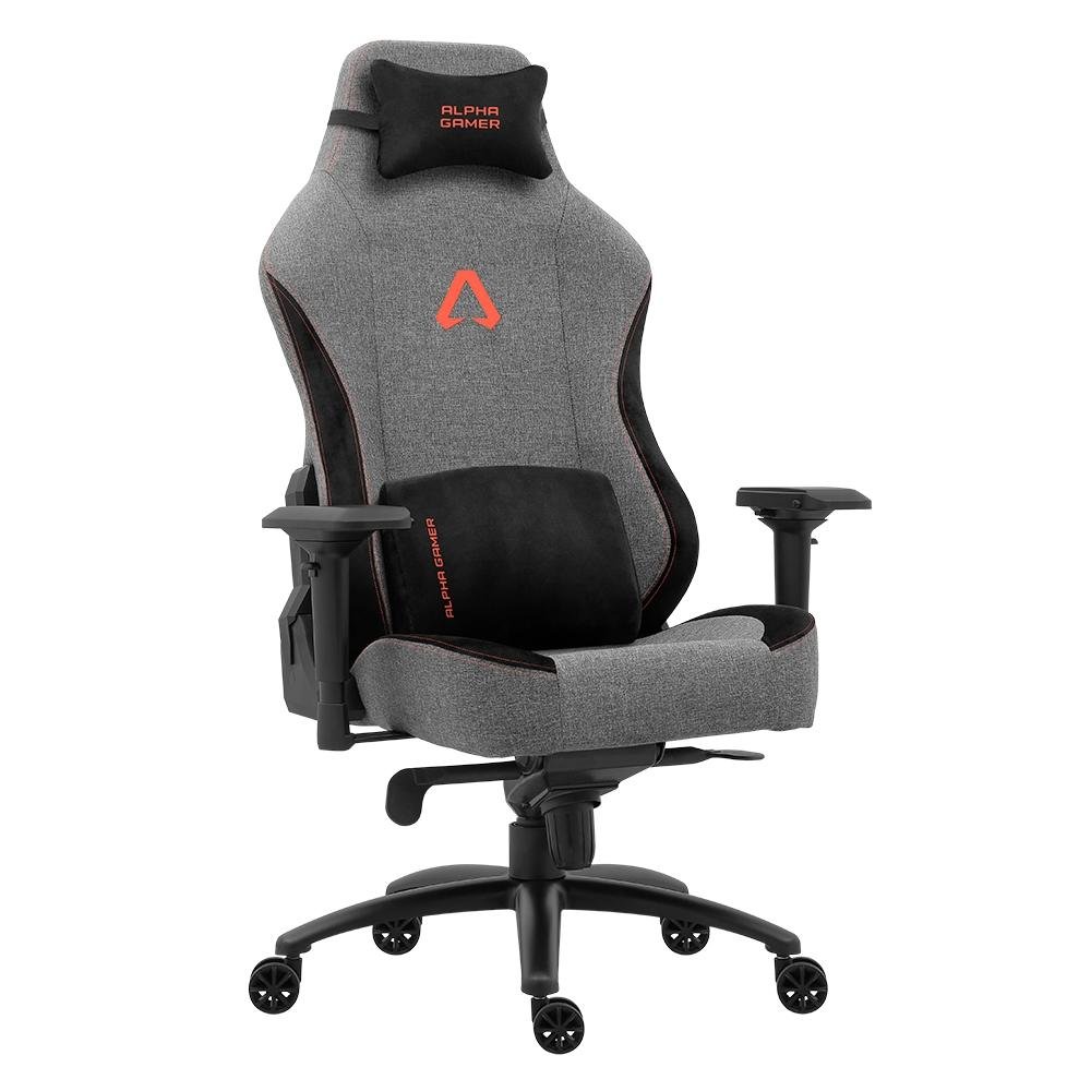 Cadeira Gamer Alpha Gamer Nebula Fabric, Até 150 kg, Apoio de Braço 4D, Reclinável, Cinza e Laranja - AGNEBULA-GRY-O