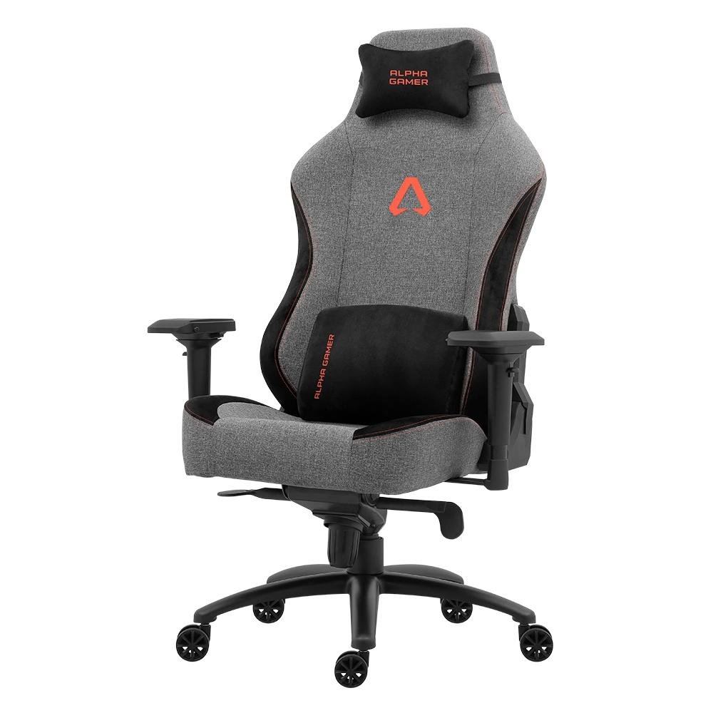 Cadeira Gamer Alpha Gamer Nebula Fabric, Até 150 kg, Apoio de Braço 4D, Reclinável, Cinza e Laranja - AGNEBULA-GRY-O