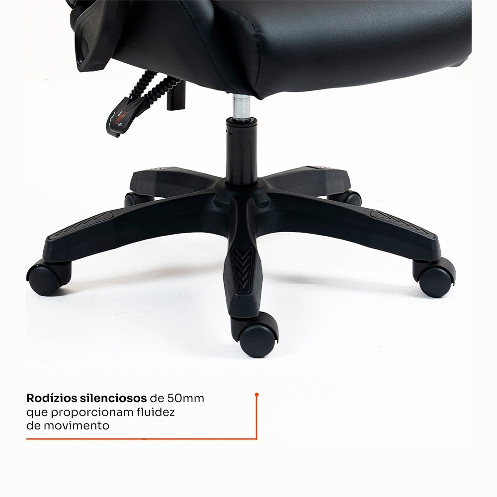 Cadeira Gamer Husky Storm 100, Até 120kg, Almofadas, Reclinável 135º, PU, Preta - HCG100PT