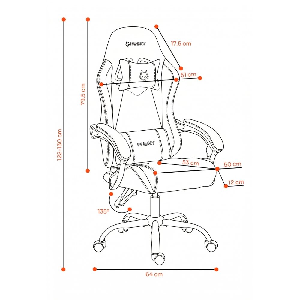 Cadeira Gamer Husky Storm 100, Até 120kg, Almofadas, Reclinável 135º, PU, Preta - HCG100PT Cadeira Gamer Husky Storm 100, Até 120kg, Almofadas, Reclinável 135º, PU, Preta - HCG100PT